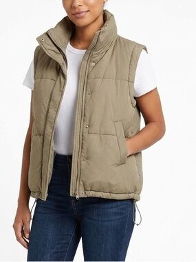 ALTAR’D STATE Olive Green Quilted Puffer Vest w High Neck